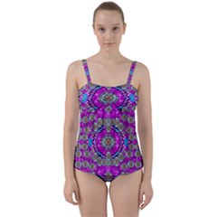 Spring Time In Colors And Decorative Fantasy Bloom Twist Front Tankini Set by pepitasart