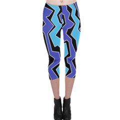 Vertical Blues Polynoise Capri Leggings  by jumpercat