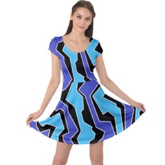 Vertical Blues Polynoise Cap Sleeve Dress by jumpercat