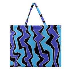 Vertical Blues Polynoise Zipper Large Tote Bag by jumpercat