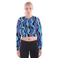 Vertical Blues Polynoise Cropped Sweatshirt by jumpercat