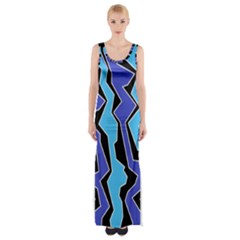 Vertical Blues Polynoise Maxi Thigh Split Dress by jumpercat