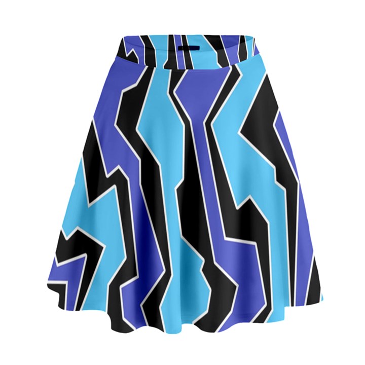 Vertical Blues Polynoise High Waist Skirt