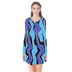 Vertical Blues Polynoise Flare Dress by jumpercat