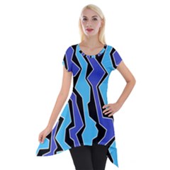 Vertical Blues Polynoise Short Sleeve Side Drop Tunic by jumpercat