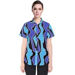 Vertical Blues Polynoise Women s Short Sleeve Shirt