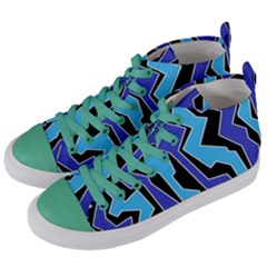 Vertical Blues Polynoise Women s Mid-top Canvas Sneakers by jumpercat