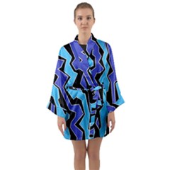 Vertical Blues Polynoise Long Sleeve Kimono Robe