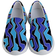 Vertical Blues Polynoise Kid s Lightweight Slip Ons by jumpercat