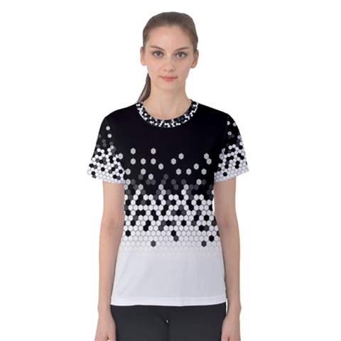 Flat Tech Camouflage Black And White Women s Cotton Tee by jumpercat