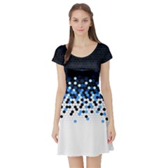 Flat Tech Camouflage Reverse Blue Short Sleeve Skater Dress by jumpercat