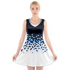 Flat Tech Camouflage Reverse Blue V-neck Sleeveless Skater Dress by jumpercat