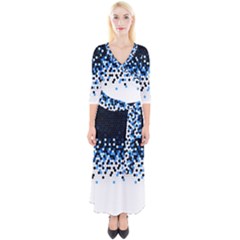 Flat Tech Camouflage Reverse Blue Quarter Sleeve Wrap Maxi Dress by jumpercat