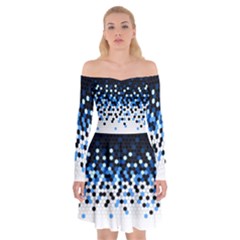 Flat Tech Camouflage Reverse Blue Off Shoulder Skater Dress by jumpercat