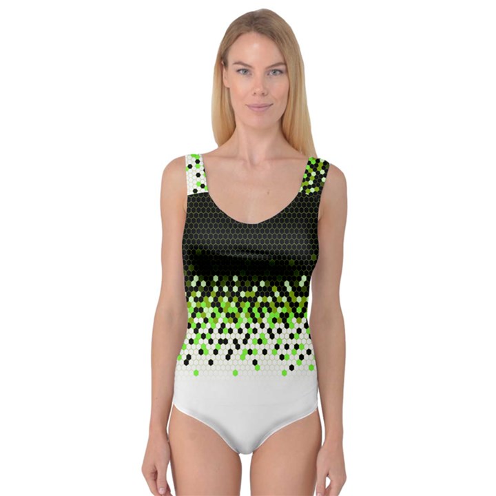 Flat Tech Camouflage Reverse Green Princess Tank Leotard 