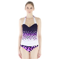 Flat Tech Camouflage Reverse Purple Halter Swimsuit by jumpercat