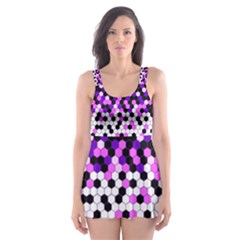 Flat Tech Camouflage Reverse Purple Skater Dress Swimsuit by jumpercat