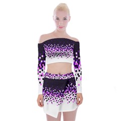 Flat Tech Camouflage Reverse Purple Off Shoulder Top With Mini Skirt Set by jumpercat