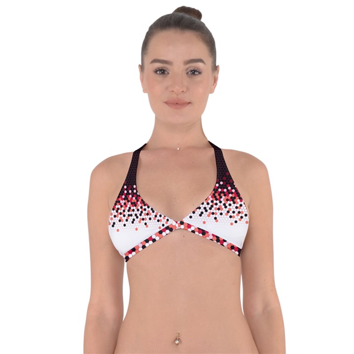 Flat Tech Camouflage Reverse Red Halter Neck Bikini Top