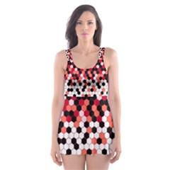 Flat Tech Camouflage Reverse Red Skater Dress Swimsuit by jumpercat