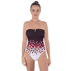 Flat Tech Camouflage Reverse Red Tie Back One Piece Swimsuit by jumpercat