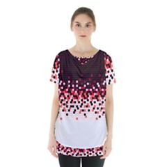 Flat Tech Camouflage Reverse Red Skirt Hem Sports Top