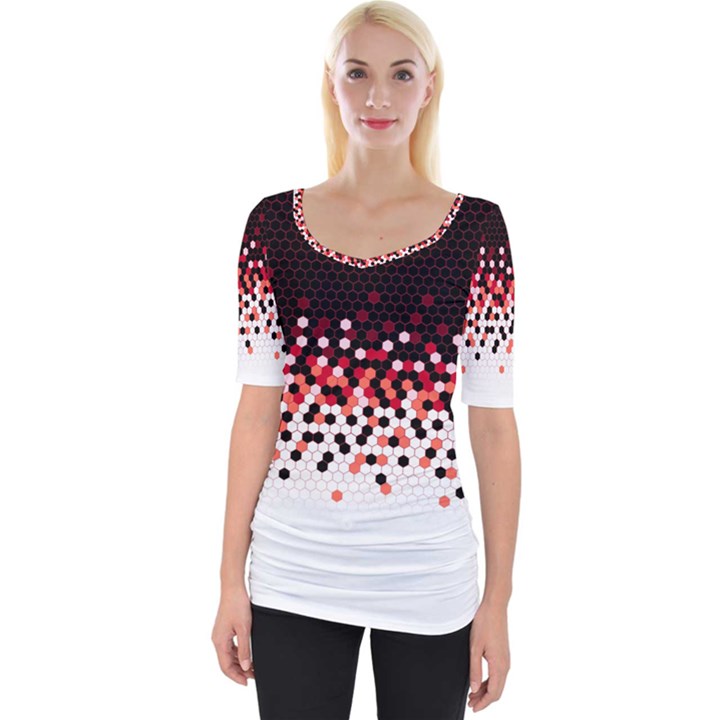 Flat Tech Camouflage Reverse Red Wide Neckline Tee