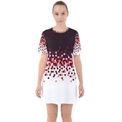 Flat Tech Camouflage Reverse Red Sixties Short Sleeve Mini Dress