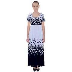 Flat Tech Camouflage White And Black High Waist Short Sleeve Maxi Dress