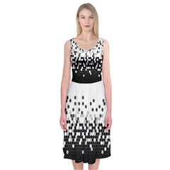 Flat Tech Camouflage White And Black Midi Sleeveless Dress by jumpercat