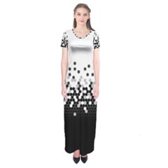 Flat Tech Camouflage White And Black Short Sleeve Maxi Dress by jumpercat