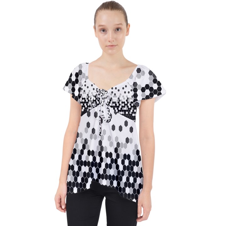 Flat Tech Camouflage White And Black Lace Front Dolly Top