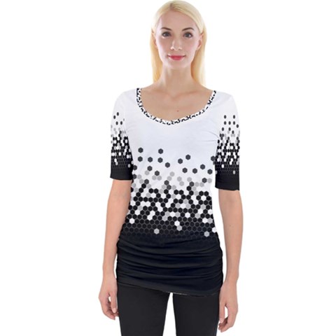 Flat Tech Camouflage White And Black Wide Neckline Tee by jumpercat