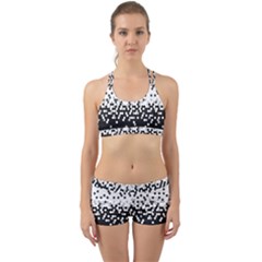 Flat Tech Camouflage White And Black Back Web Sports Bra Set