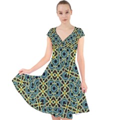 Arabesque Seamless Pattern Cap Sleeve Front Wrap Midi Dress by dflcprints