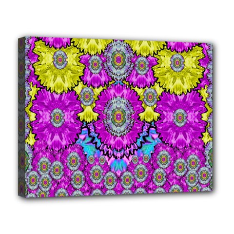 Fantasy Bloom In Spring Time Lively Colors Canvas 14  X 11  by pepitasart