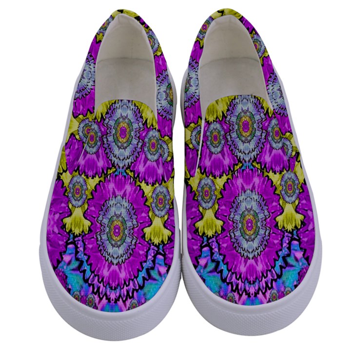 Fantasy Bloom In Spring Time Lively Colors Kids  Canvas Slip Ons