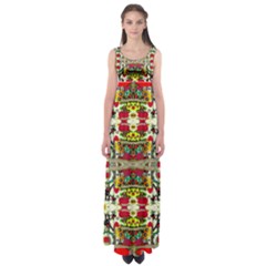 Chicken Monkeys Smile In The Floral Nature Looking Hot Empire Waist Maxi Dress by pepitasart