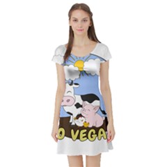 Friends Not Food - Cute Pig And Chicken Short Sleeve Skater Dress by Valentinaart