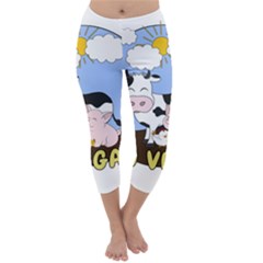 Friends Not Food - Cute Pig And Chicken Capri Winter Leggings  by Valentinaart