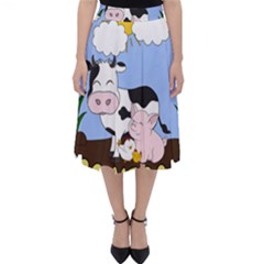 Friends Not Food - Cute Pig And Chicken Folding Skater Skirt by Valentinaart