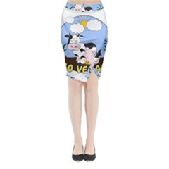 Friends Not Food - Cute Pig And Chicken Midi Wrap Pencil Skirt by Valentinaart