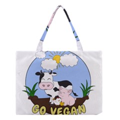 Friends Not Food - Cute Pig And Chicken Medium Tote Bag by Valentinaart