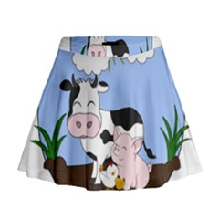 Friends Not Food - Cute Pig And Chicken Mini Flare Skirt by Valentinaart