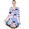 Friends Not Food - Cute Pig and Chicken Quarter Sleeve Front Wrap Dress	 View1