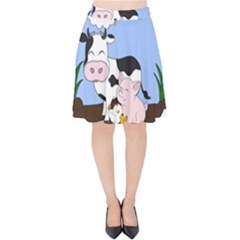 Friends Not Food - Cute Pig And Chicken Velvet High Waist Skirt by Valentinaart