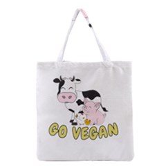 Friends Not Food - Cute Pig And Chicken Grocery Tote Bag by Valentinaart