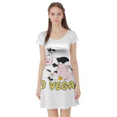 Friends Not Food - Cute Pig And Chicken Short Sleeve Skater Dress by Valentinaart