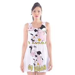 Friends Not Food - Cute Pig And Chicken Scoop Neck Skater Dress by Valentinaart