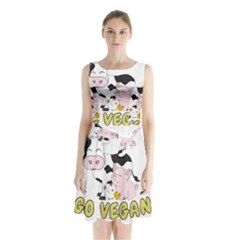 Friends Not Food - Cute Pig And Chicken Sleeveless Waist Tie Chiffon Dress by Valentinaart